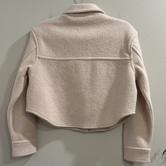 Wilfred Free Aritzia XXS Beige The Ganna Wool Cropped Jacket Button Pockets - Picture 2 of 6
